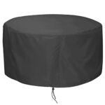 LBTING Fire Pit Cover, 48 inch Cover for 45-48 inch Round Firepit, Waterproof Windproof Dustproof UV-Resistant Heavy Duty Cover for Outdoor Patio Firepit Table - Black