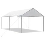 Quictent 10x15 ft Heavy Duty Car Canopy Galvanized Frame Carport Outdoor Party Tent Boat Shelter with 3 Reinforced Steel Cables - White