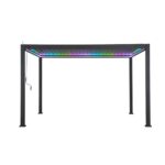 MIRADOR 111S LED Louvered Pergola Gazebo, 10Ft x 13Ft, Integrated LED Strip Lights, Full Aluminum Frame, Adjustable Roof, Outdoor, Durable, Charcoal