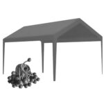 Carport Replacement Canopy, Replacement Top Cover for 10' x 20' Carport Frame, 180G PE Fabric Waterproof & UV Protected Tarp with Ball Bungees, Grey (Only Top Cover, Frame is not Included)