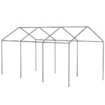 Outsunny 10' x 20' Party Tent and Carport, Height Adjustable Portable Garage, Outdoor Canopy Tent 8 Legs Without Sidewalls for Car, Truck, Boat, Motorcycle, Bike, Garden Tools, Gray - Image 8
