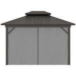 YMGSCC 10 X12 Hardtop Gazebo Aluminum Frame Gazebo,Permanent Metal Roof W/Curtains Netting for Patio Lawn and Garden, Grey - Image 3
