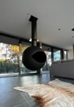 Fireplace Suspended Modern Hanging – Suspended Round Fire Pit | Contemporary Outdoor/Indoor Design | CH3 Black Steel - Image 5