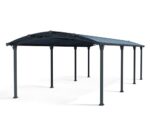 Palram - Canopia Arcadia 12' x 28' Carport, Heavy Duty 6' Clearance Metal Car Port, Weather-Protected Aluminum Frame, Polycarbonate Roof DIY Car, Truck, RV Storage, 10-Year Warranty, Gray