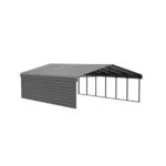 Arrow 1-Sided 20x29x09 Enclosure Galvanized Steel Carport Kit-Charcoal (CPHC202909ECL1)