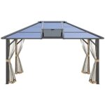 YMGSCC Hardtop Gazebo Aluminum Frame Pergola with Netting and Window,for Courtyard Garden, Iakeside,Grey - Image 3