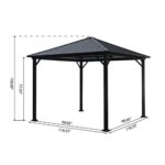 YMGSCC 10ft Square Gazebo Hard Top Aluminum Frame Gazebo Waterproof Polyester Curtain Mesh Side Panels - Image 4
