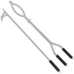 40" Fire Tongs Firewood Grabbers and Fire Poker Set, Stainless Steel Large Log Grabbers for Outdoor Fireset Fire Pit Bonfire Campfire Backyard Deck Indoor Fireplace Tools Set