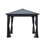 YMGSCC 10ft Square Gazebo Hard Top Aluminum Frame Gazebo Waterproof Polyester Curtain Mesh Side Panels