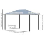 YMGSCC Hardtop Gazebo Aluminum Frame Pergola with Netting and Window,for Courtyard Garden, Iakeside,Grey - Image 4