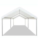 Caravan Canopy Powder Coated Heavy Duty Steel Frame Pop Up Carport with 6 Steel Stakes for Outdoor Activities and Events, White - Image 7