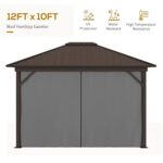 YMGSCC 10' X 12' Outdoor Hardtop Gazebo with Aluminum Frame, Metal Roof Gazebo Canopy with Curtains and Netting - Image 7