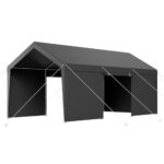VEVOR Upgraded 10x20 FT Heavy Duty Carport Canopy with Roll-up Windows, All-Season Portable Garage with Removable Sidewalls & Doors, 12 Stakes & 12 Ropes, Car Tent for Car, Truck, Boat, Equipment - Image 4