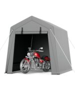 GarveeLife 6 x 8 ft Carport Storage Shed, Portable Garage with Roll-up Zipper Door, Heavy Duty Waterproof Tarp, Storage for Motorcycle, Bike, Firewood, Garden Tools