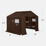 Best Choice Products 10x8ft Outdoor Storage Shed, Carport, Canopy Shelter, Dual Doors & Windows, Metal Frame, Weather-Resistant, Perfect for Storing Motorcycle, Bike, Garden Tools – Brown - Image 2
