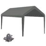 GOTRUTH 12x20 Canopy Replacement Cover, Carport Replacement Top Cover for 12' x 20' Frame, 800D Heavy Duty Waterproof & UV Protected Car Canopy with Ball Bungees (Frame is not Included) (Gray)