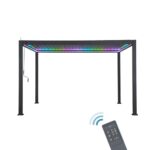 MIRADOR 111S LED Louvered Pergola Gazebo, 10Ft x 13Ft, Integrated LED Strip Lights, Full Aluminum Frame, Adjustable Roof, Outdoor, Durable, Charcoal - Image 4