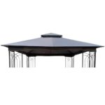 10x10 Ft Patio Double Roof Gazebo Replacement Canopy Top Fabric, Gray