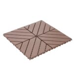 skillmaid 44 PCS Plastic Interlocking Deck Tiles - 12" x 12" Waterproof Indoor Outdoor Flooring All Weather Use, Patio Floor Decking for Porch Poolside Backyard Balcony, Brown, Diagonal