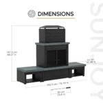 SUNJOY Outdoor Fireplace with Wood Storage and Chimney, Steel Metal Wood Burning Fire Pit with Mesh Spark Screen Door & Fire Poker, Fireplace Tool and PVC Cover, for Patio Garden Deck Backyard, Black - Image 8