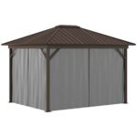 YMGSCC 10' X 12' Outdoor Hardtop Gazebo with Aluminum Frame, Metal Roof Gazebo Canopy with Curtains and Netting - Image 4
