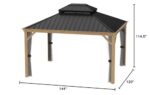 PURPLE LEAF 10' X 12' Outdoor Hardtop Gazebo for Patio Galvanized Steel Double Roof Permanent Canopy Teak Finish Coated Aluminum Frame Pavilion Gazebo with Netting - Image 10