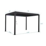 MIRADOR 111S LED Louvered Pergola Gazebo, 10Ft x 13Ft, Integrated LED Strip Lights, Full Aluminum Frame, Adjustable Roof, Outdoor, Durable, Charcoal - Image 5