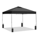 GDY 12x12 Pop Up Canopy Tent with 4 Sidewalls, Easy Set up with One Push Lift Outdoor Silver Coated Beach Gazebos, Carpas for Pool, Events, Parties, and Camping, Black.