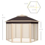 Outsunny 13' x 13' Pop Up Gazebo, Hexagonal Canopy Shelter with 6 Zippered Mesh Netting, Event Tent with Strong Steel Frame for Patio Backyard Garden Wedding Party, Beige - Image 7