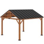 YMGSCC 12' x 11' Hardtop Gazebo with Wood Frame and Waterproof Asphalt roof, Gazebo Canopy for Garden, Patio, Backyard