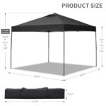 GDY 12x12 Pop Up Canopy Tent with 4 Sidewalls, Easy Set up with One Push Lift Outdoor Silver Coated Beach Gazebos, Carpas for Pool, Events, Parties, and Camping, Black. - Image 3