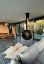 Fireplace Suspended Modern Hanging – Suspended Round Fire Pit | Contemporary Outdoor/Indoor Design | CH3 Black Steel - Image 6