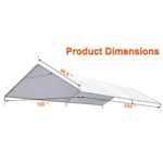 Thanaddo 10 x 20 Ft Carport Replacement Canopy Cover Garage Top Tent Shelter Tarp with Free 44 Ball Bungee Cords,White(Only Cover, Frame Not Include) (10x20 White) - Image 5
