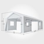 13x20FT Portable Garage, 13'x20' Carport Heavy Duty, Galvanized Frame & 180 g PE Waterproof Canopy, with 4 Doors (Included 2 Side Doors), and 4 Windows, for Pickup Truck, and Boat - Image 5
