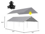 DWALE 10 x 20 Ft Carport,Replacement Canopy Cover Garage Top Tent Shelter Tarp,Grey with 48 Ball Bungee Cords Waterproof & UV Protected (Only Tarp Cover, Frame Not Include) - Image 8