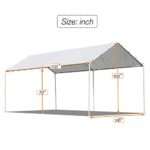 HCY Car Ports 20x10 Heavy Duty Metal Carports Party Tent Portable Garage for Wedding, Garden Storage (White), 235 inch x116 inch x102 inch - Image 7