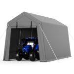 ChicCoutured 7x12FT Portable Outdoor Garage, Waterproof & UV-Resistant Portable Storage Shed with 2 Roll-Up Doors, Carport Tent for Motorcycle, Bike, and Tools - Image 2