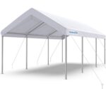 Quictent 10x20 ft Heavy Duty Carport Galvanized Car Tent Outdoor Canopy Boat Shelter with Reinforced Structure - White