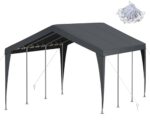 10x20 FT Heavy Duty Carport, Outdoor Portable Car Canopy Garage, Galvanized Steel Frame, UV-Resistant Waterproof PE Tarp Shelter for Vehicles, Boats, RVs, Driveway Carport, Gray