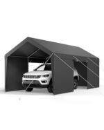 VEVOR Upgraded 10x20 FT Heavy Duty Carport Canopy with Roll-up Windows, All-Season Portable Garage with Removable Sidewalls & Doors, 12 Stakes & 12 Ropes, Car Tent for Car, Truck, Boat, Equipment
