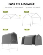 GarveeLife 6 x 8 ft Carport Storage Shed, Portable Garage with Roll-up Zipper Door, Heavy Duty Waterproof Tarp, Storage for Motorcycle, Bike, Firewood, Garden Tools - Image 3