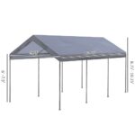 Outsunny 10' x 20' Party Tent and Carport, Height Adjustable Portable Garage, Outdoor Canopy Tent 8 Legs Without Sidewalls for Car, Truck, Boat, Motorcycle, Bike, Garden Tools, Gray - Image 7