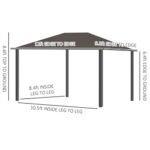 YMGSCC 10' X12' Hardtop Gazebo with Aluminum Frame, with 2 Hooks, Curtains and Netting for Garden, Patio, Backyard, Dark Grey - Image 5