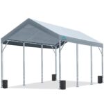 ADVANCE OUTDOOR 12x20 ft Canopy Garage Heavy Duty Carport Car Boat Shelter Party Tent, Adjustable Peak Height from 9.5ft to 11ft, Gray