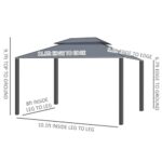 YMGSCC 10x12 Hardtop Gazebo Aluminum Frame Gazebo, Polycarbonates Gazebo Canopy with Curtains for Patio Lawn and Garden - Image 4
