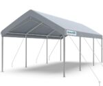 Quictent 10x20 ft Heavy Duty Carport Galvanized Car Tent Outdoor Canopy Boat Shelter with Reinforced Structure - Gray