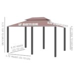 Outsunny 10' x 13' Patio Gazebo, Outdoor Gazebo Canopy Shelter with Curtains, Vented Roof, Steel Frame for Garden, Lawn, Backyard and Deck, Khaki - Image 7