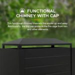 SUNJOY Outdoor Fireplace with Wood Storage and Chimney, Steel Metal Wood Burning Fire Pit with Mesh Spark Screen Door & Fire Poker, Fireplace Tool and PVC Cover, for Patio Garden Deck Backyard, Black - Image 2