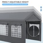 YMGSCC Dark Gray 10' X 20' Party Tent Carport, Height Adjustable Portable with Mesh Windows for Parties, Wedding and Events - Image 4