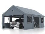 Carports 12X20 Heavy Duty，Portable Car Port Garage，Carport Canopy with Side Door,Outdoor Car Shelter All Weather